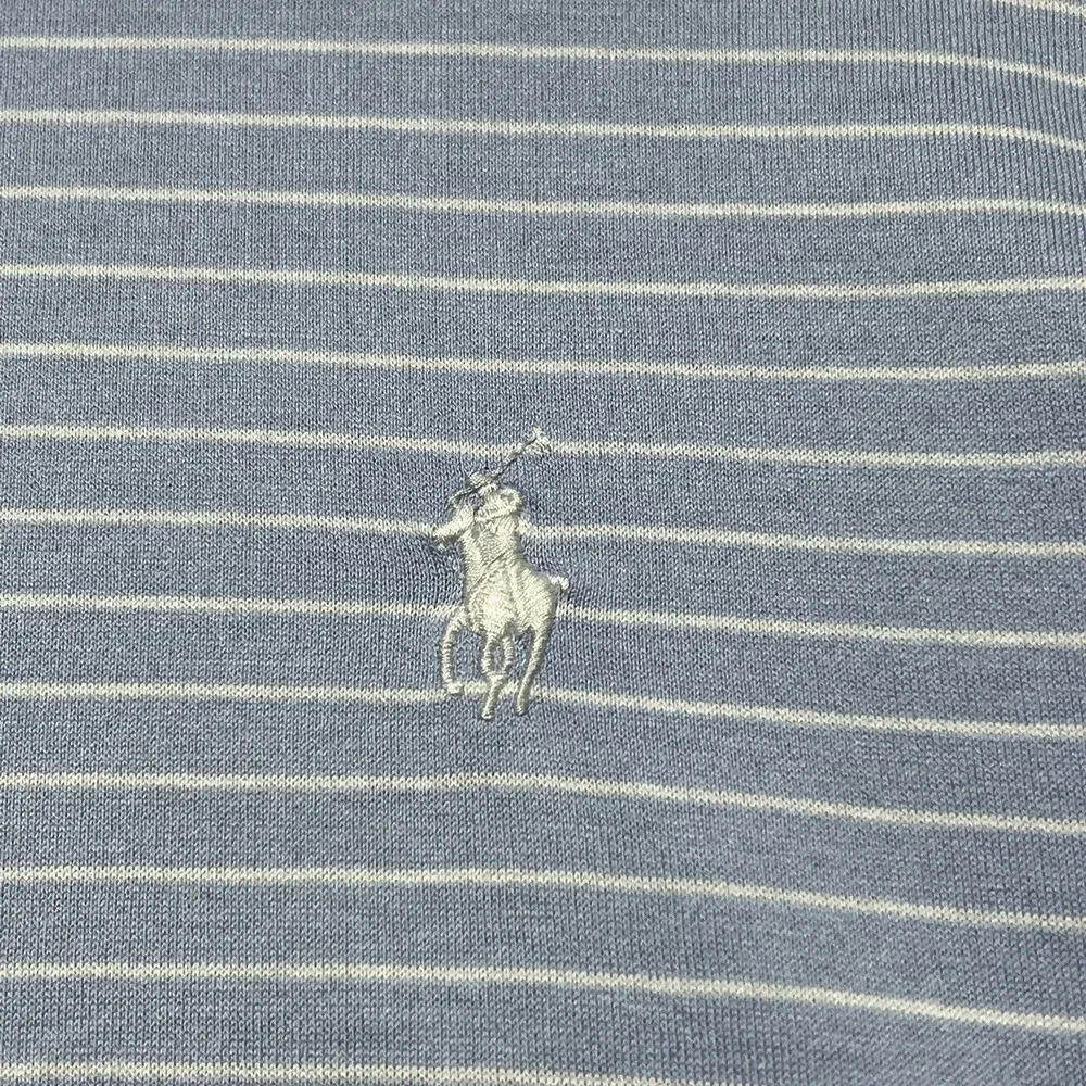 Polo Ralph Lauren Shirt Mens Large Blue Striped Short Sleeve Polo Soft Cotton - Picture 5 of 13